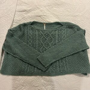 Free People Women's Green Cable Knit Sweater